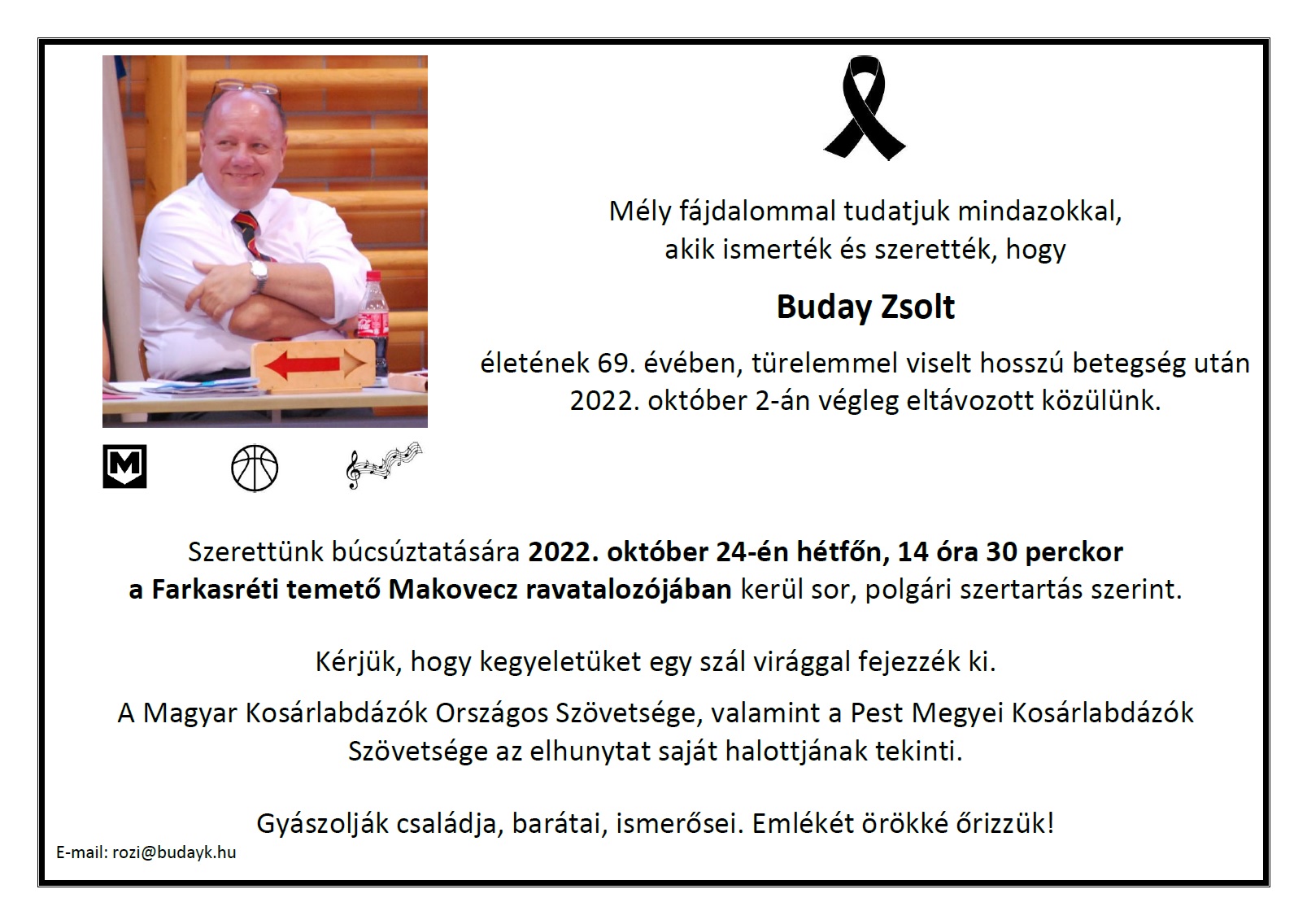 Október 24-én temetik Buday Zsoltot