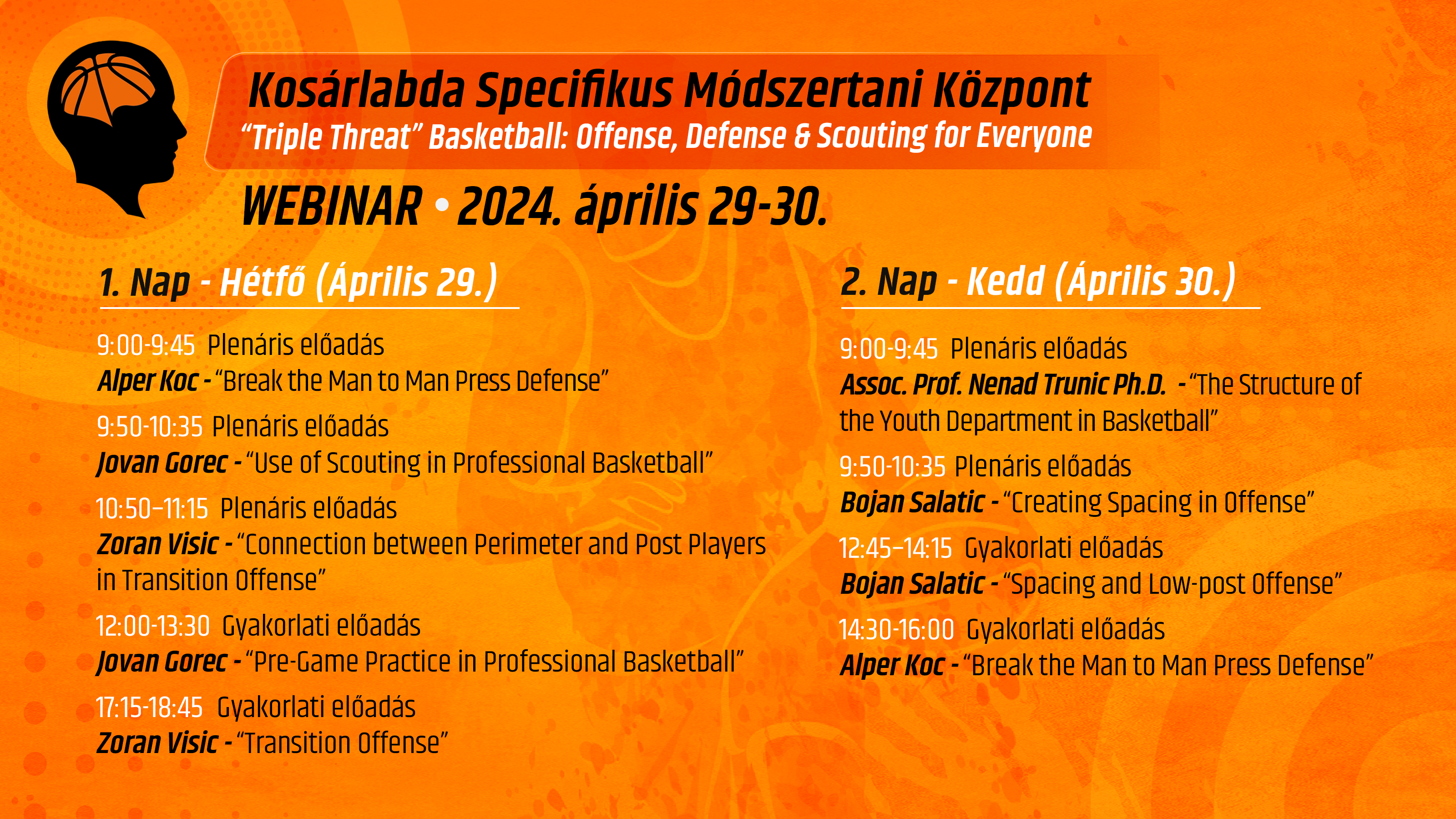 Április 29–30-án szakmai napokat rendez a Kosárlabda Specifikus Módszertani Központ